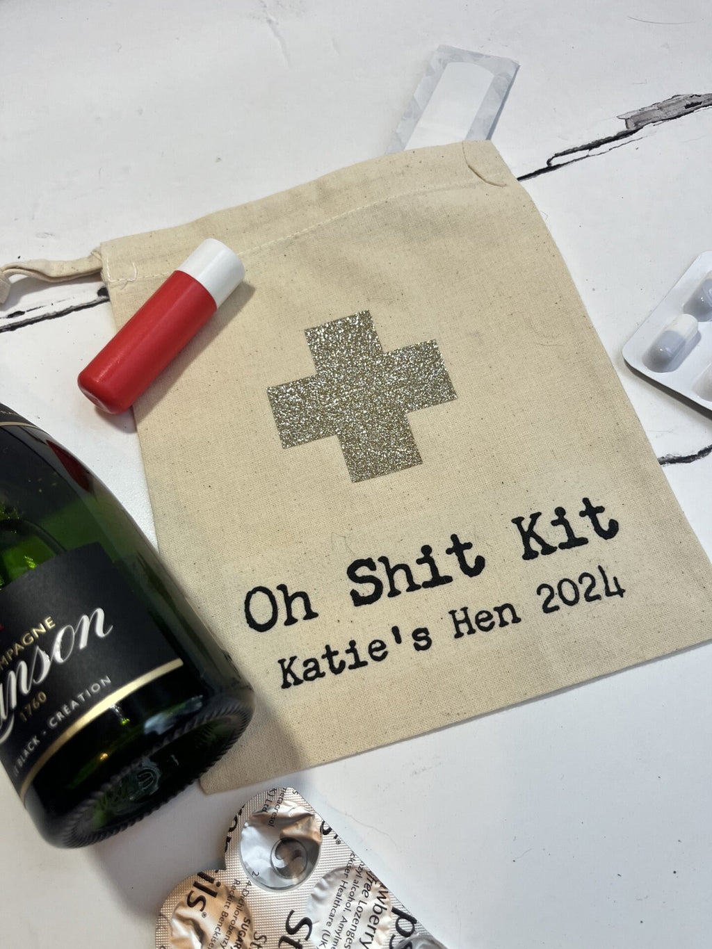 Personalised Oh Sh*t Kit Bag: Cotton Wedding Recovery Favour