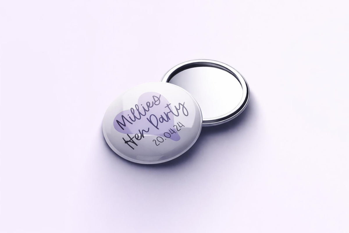 Personalised Hen Party Mirror Favors: Custom Bachelorette Badges