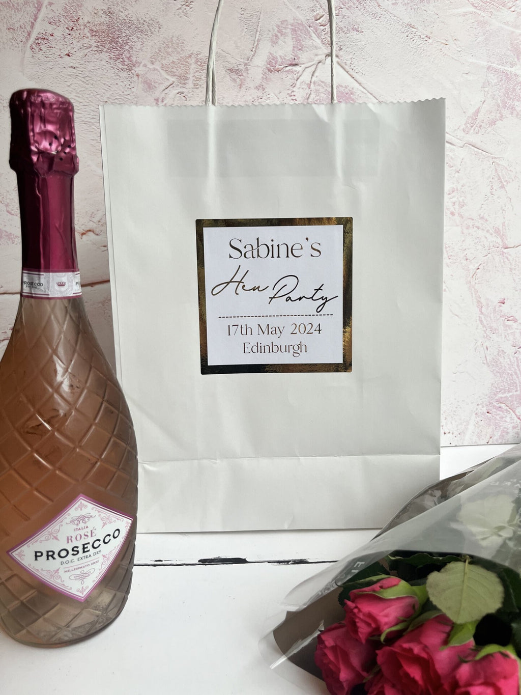 Personalised Hen Party Stickers: Custom Metallic Foil Gift Bag Labels