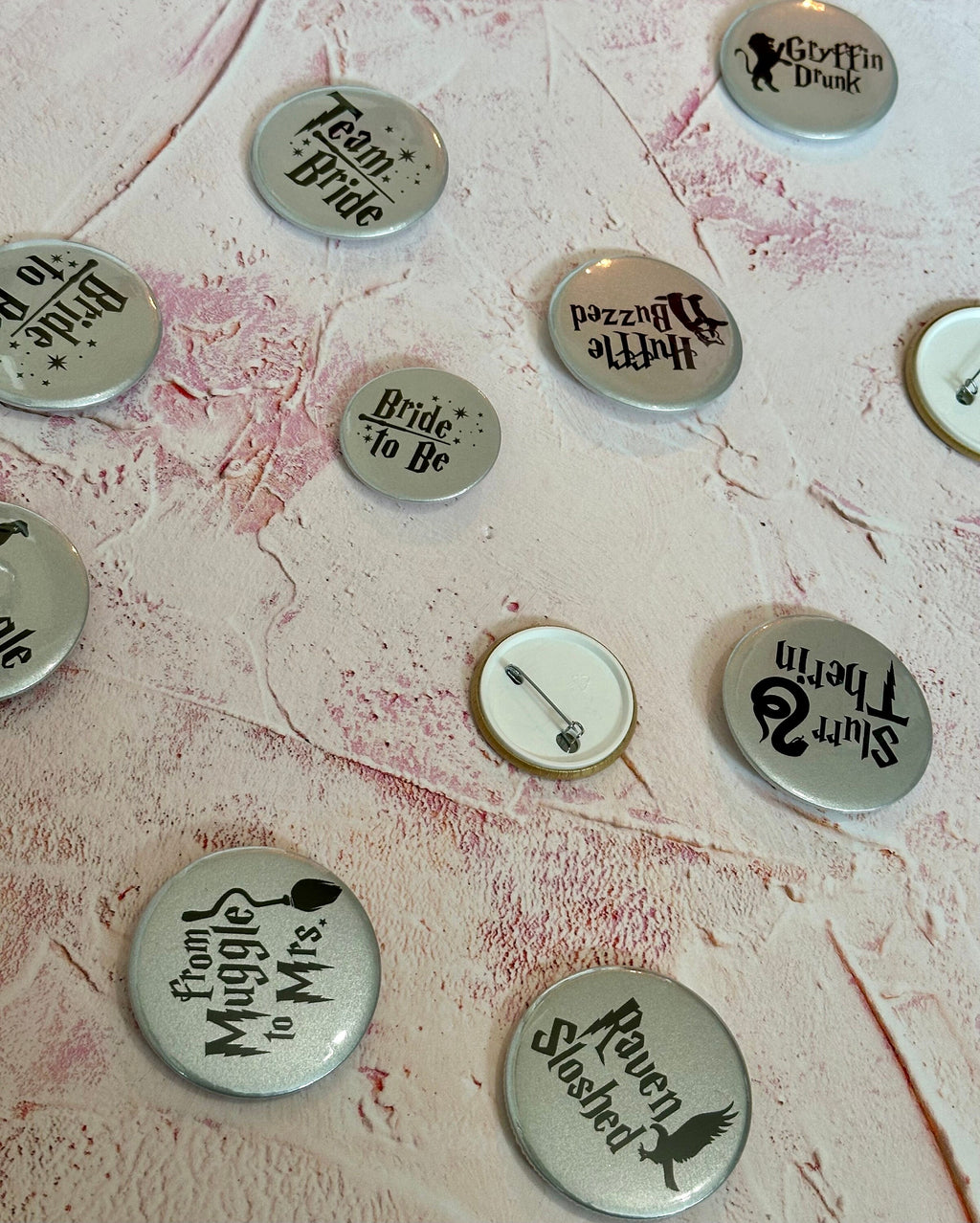 Wizard Bachelorette Party Badges: Metallic Gold & Silver Favors