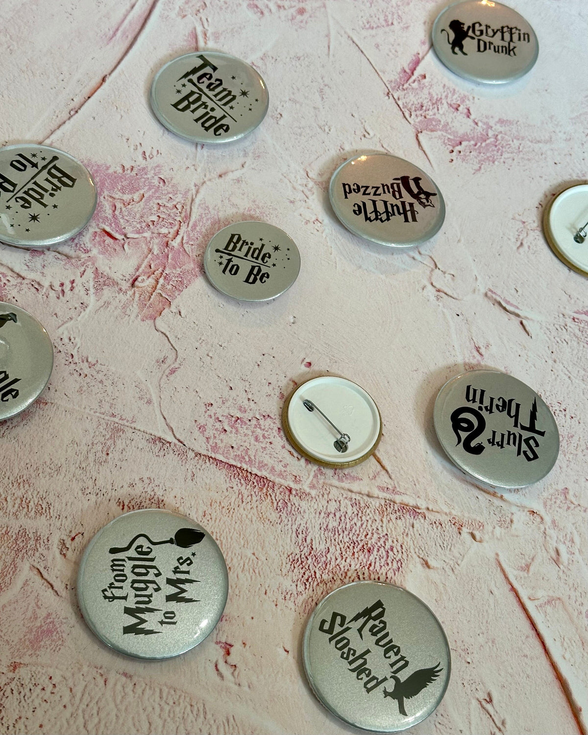 Wizard Bachelorette Party Badges: Metallic Gold & Silver Favors