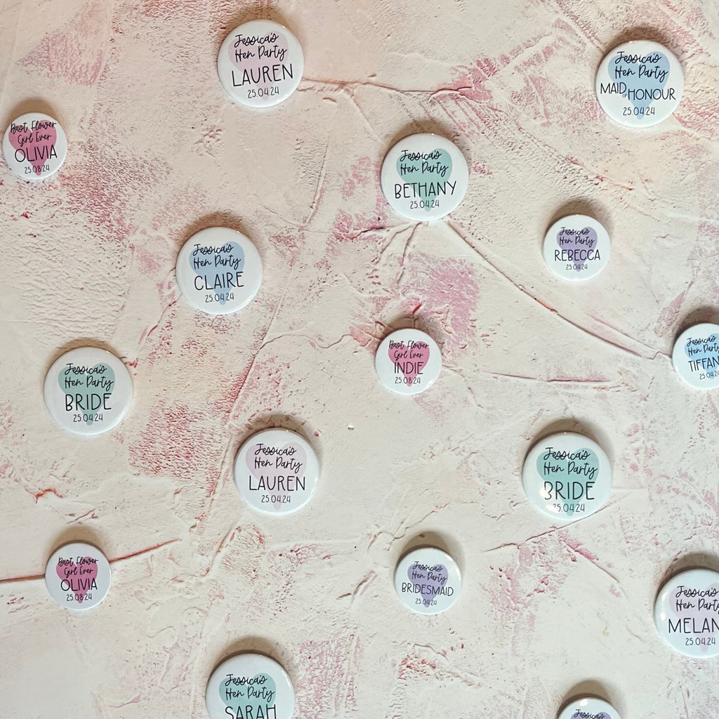 Personalised Hen Party Badges: Custom Bachelorette Party Favors (45mm/58mm)