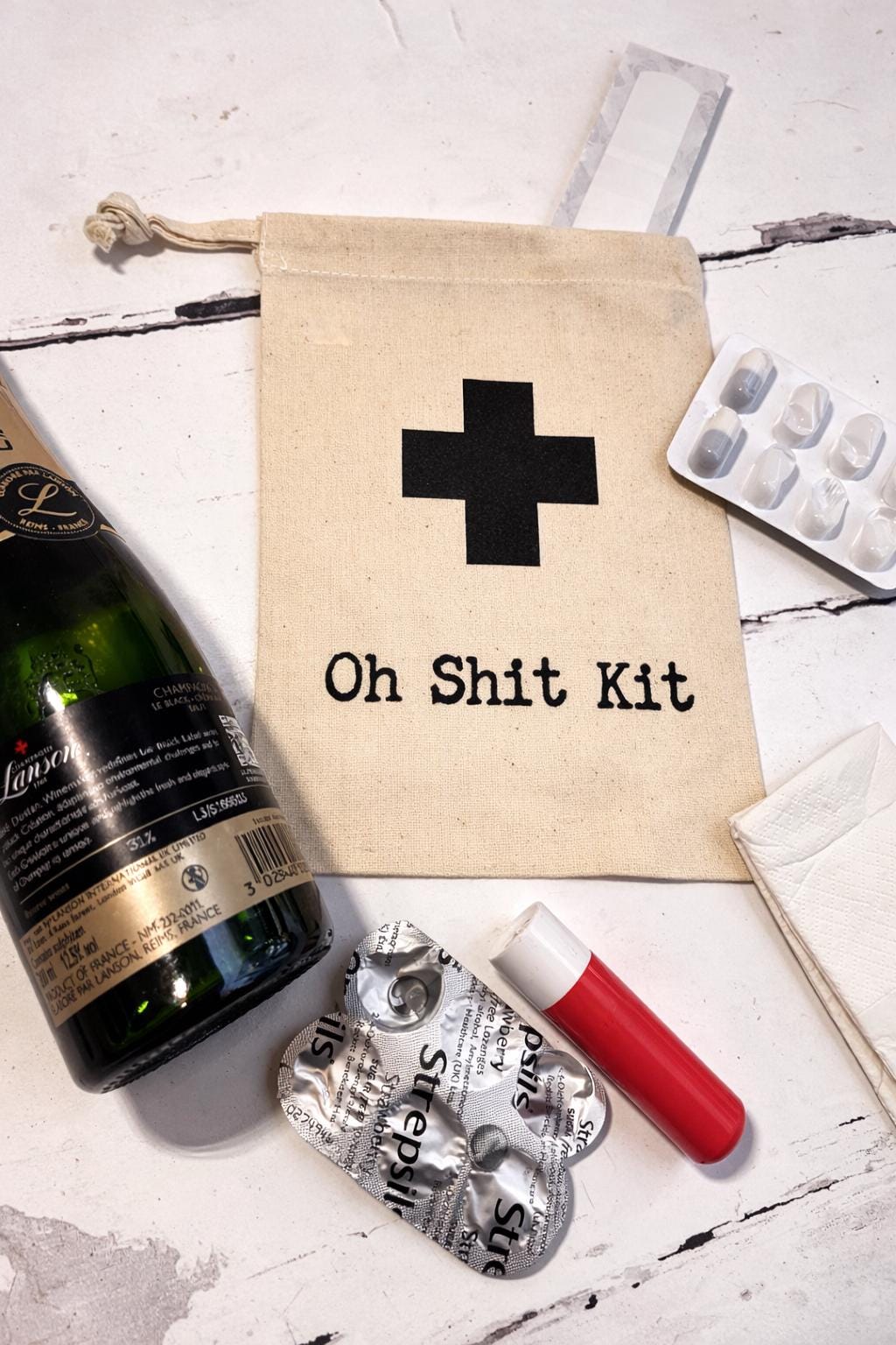 Personalised Oh Sh*t Kit Bag: Cotton Wedding Recovery Favour