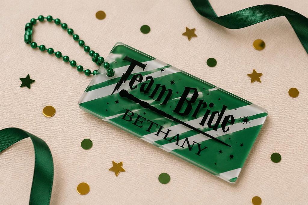 Personalised Wizard Hen Party Acrylic Name Tag | Team Bride Gift Bag Charm