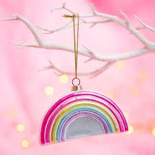 Pastel Rainbow Glass Christmas Bauble • Glitter Holiday Ornament
