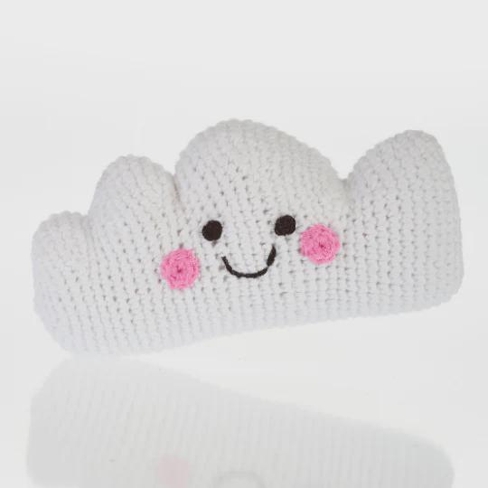 Crochet Cloud and Rainbow Baby Rattles: Fair Trade Cotton Toy