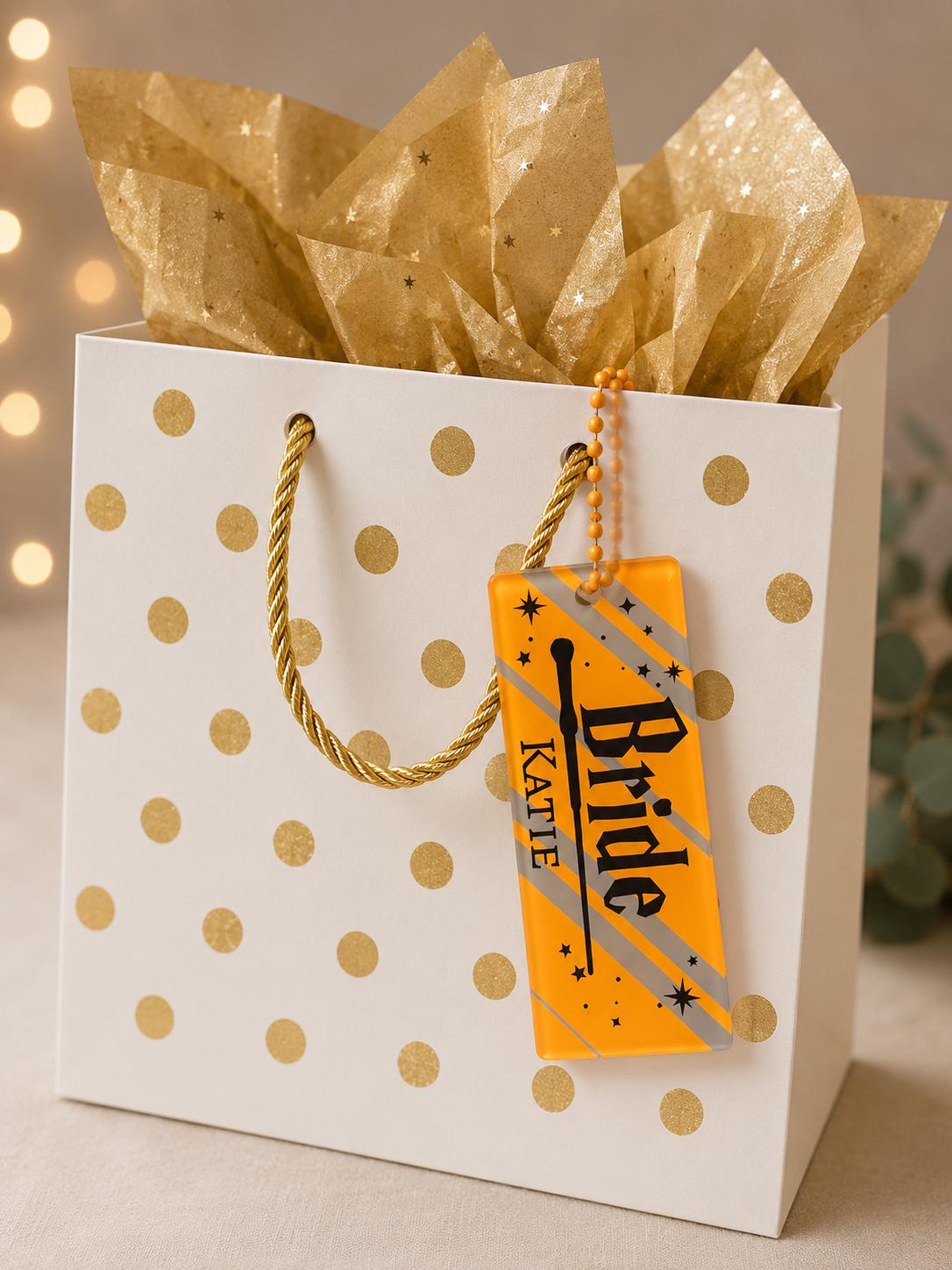 Personalised Wizard Hen Party Acrylic Name Tag | Team Bride Gift Bag Charm