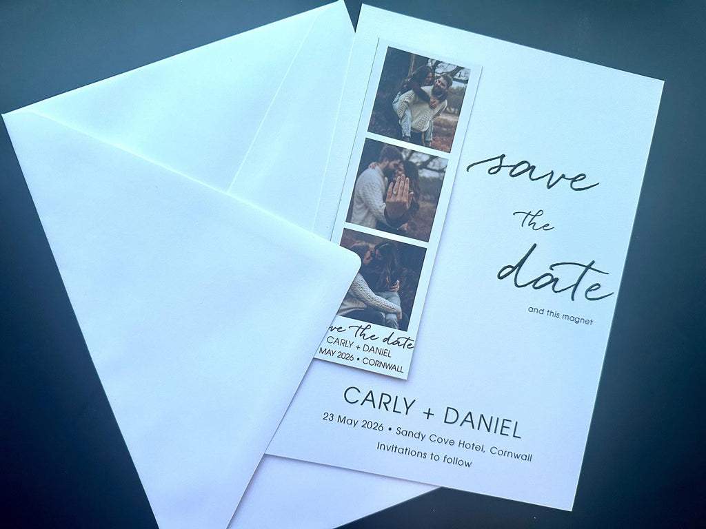 Photo Booth Save the Date Magnet | Personalised Wedding Photo Strip
