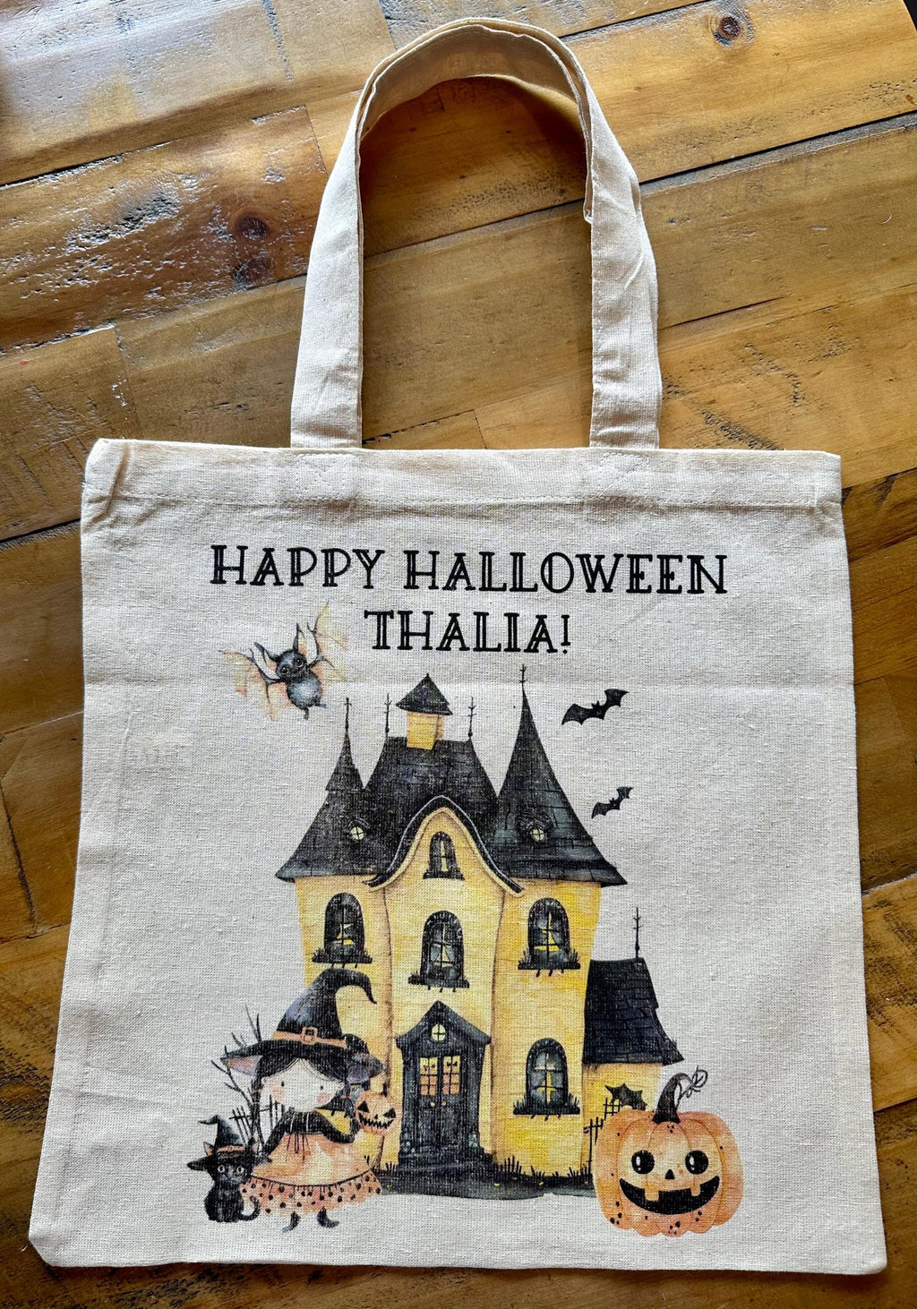Personalised Halloween Trick or Treat Bag: Custom Cotton Tote
