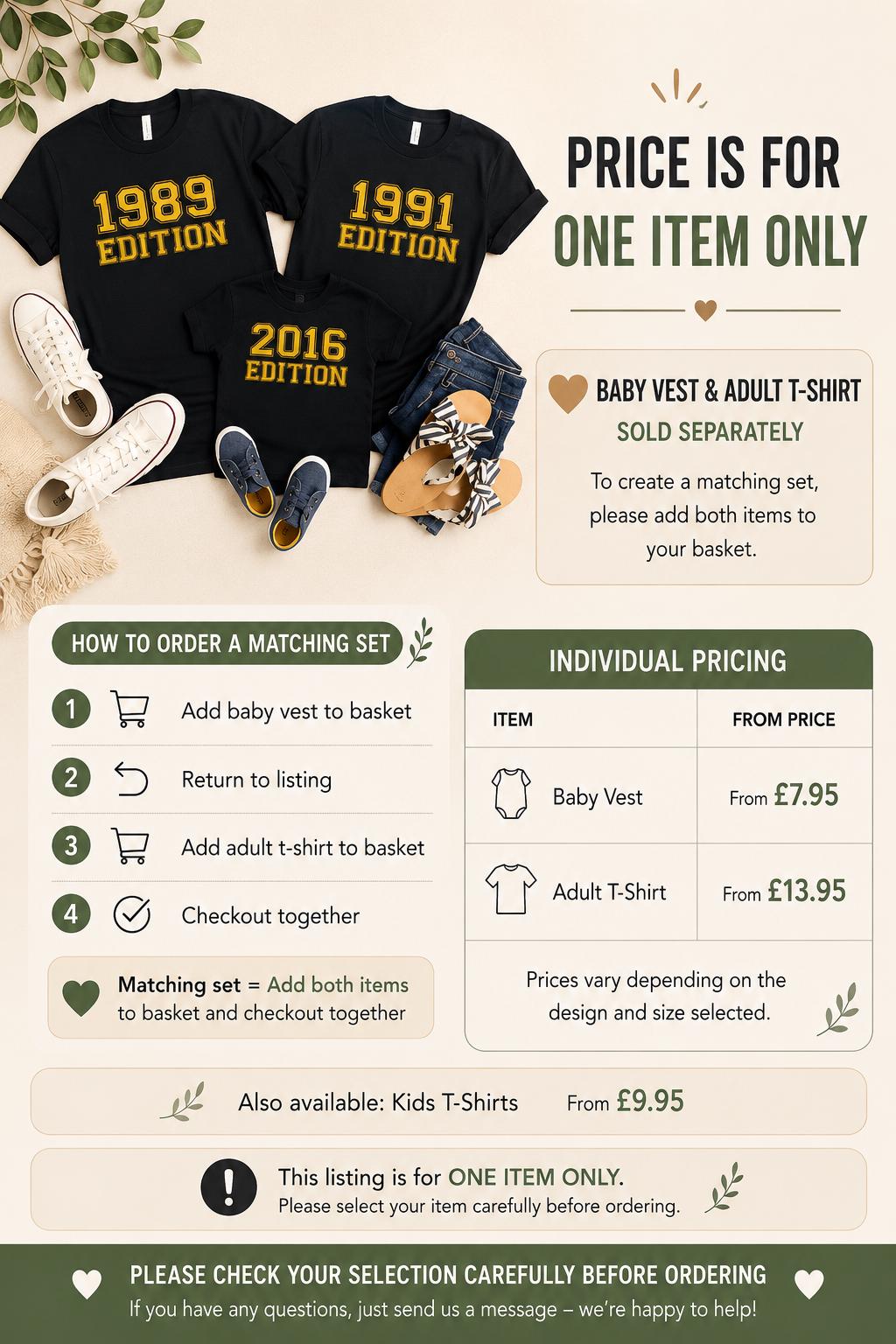 Matching Daddy & Baby Organic Cotton T-Shirt Set – Personalised Father's Day Gift