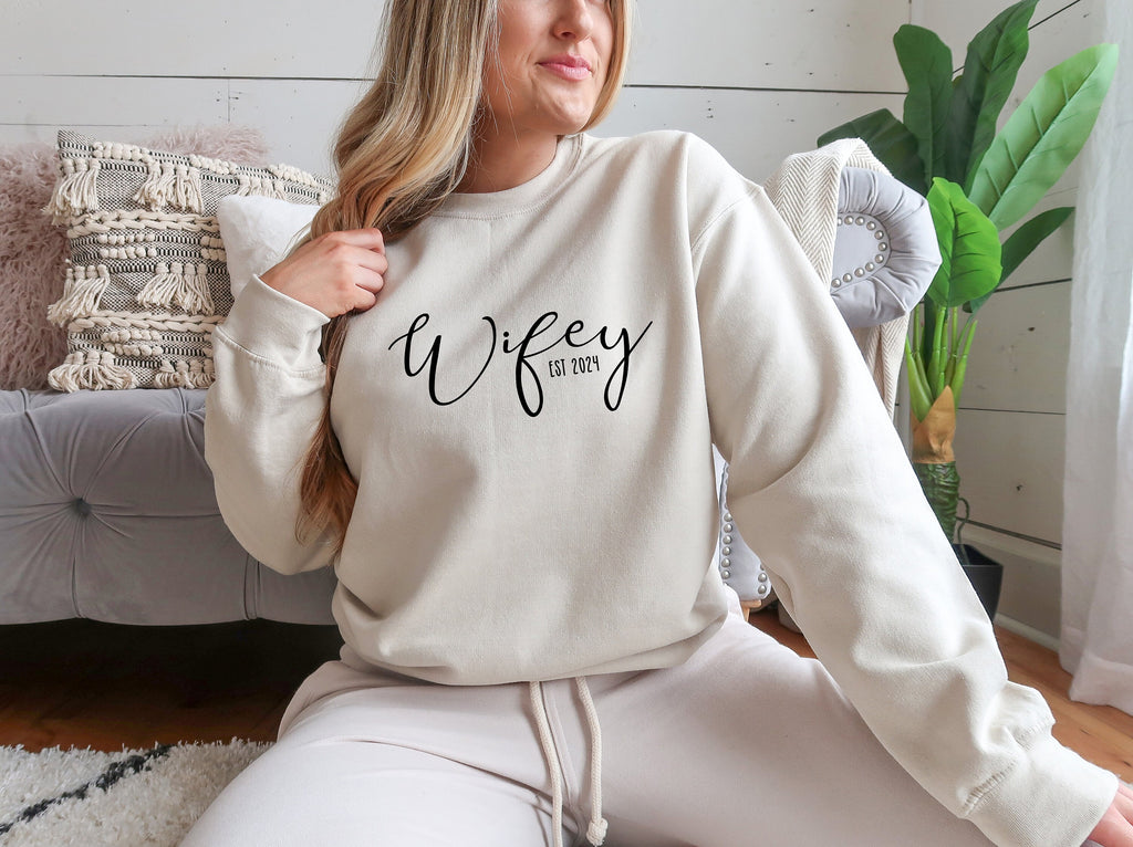 Wifey Personalised Date Sweater - Bride Gift - Honeymoon Travel Sweater