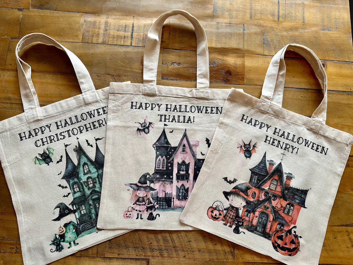 Personalised Halloween Trick or Treat Bag: Custom Cotton Tote
