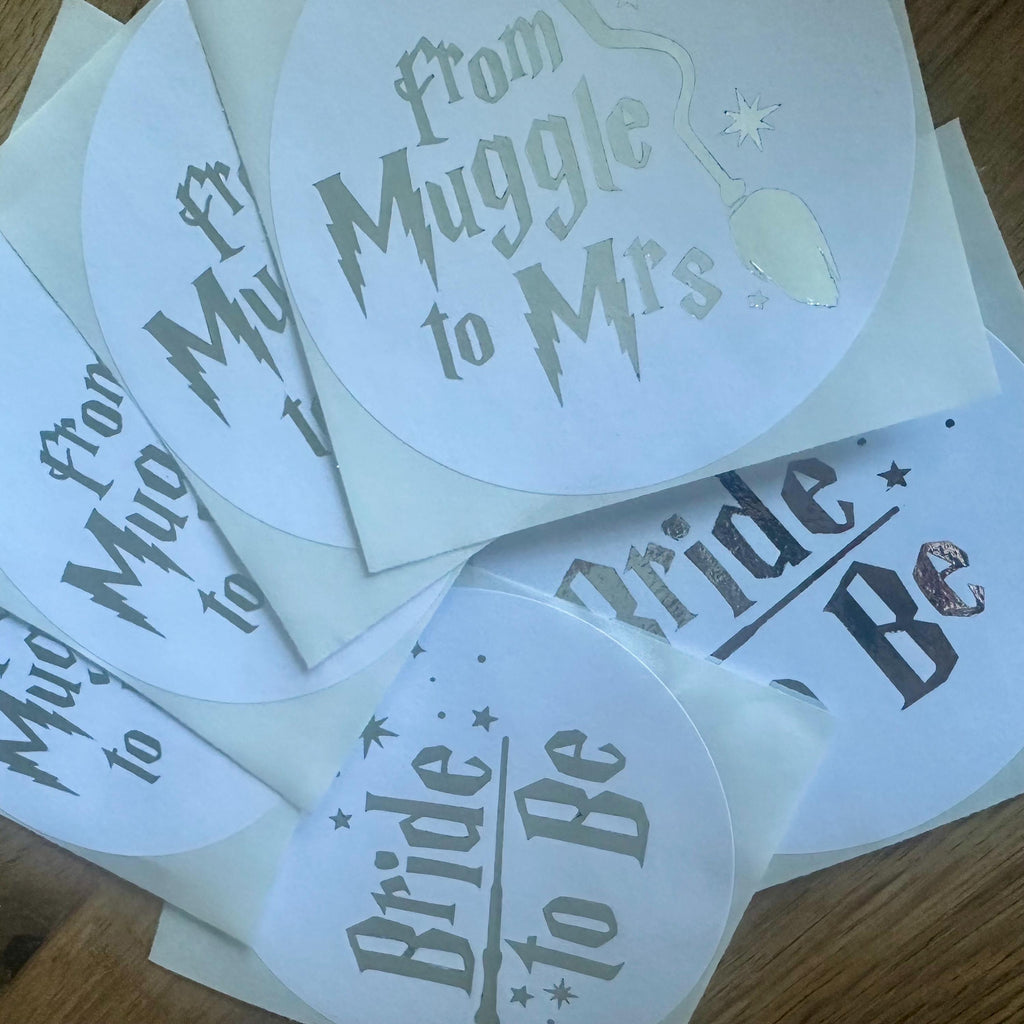 Wizard Hen Party Stickers: Personalised Metallic Foil Stickers (88mm)
