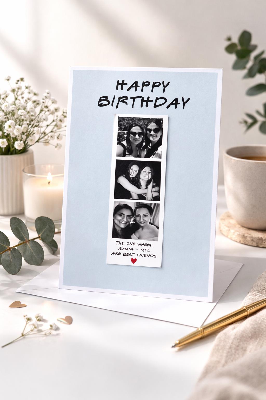 Personalised Photo Booth Birthday Card – Friends Inspired Friend Gift