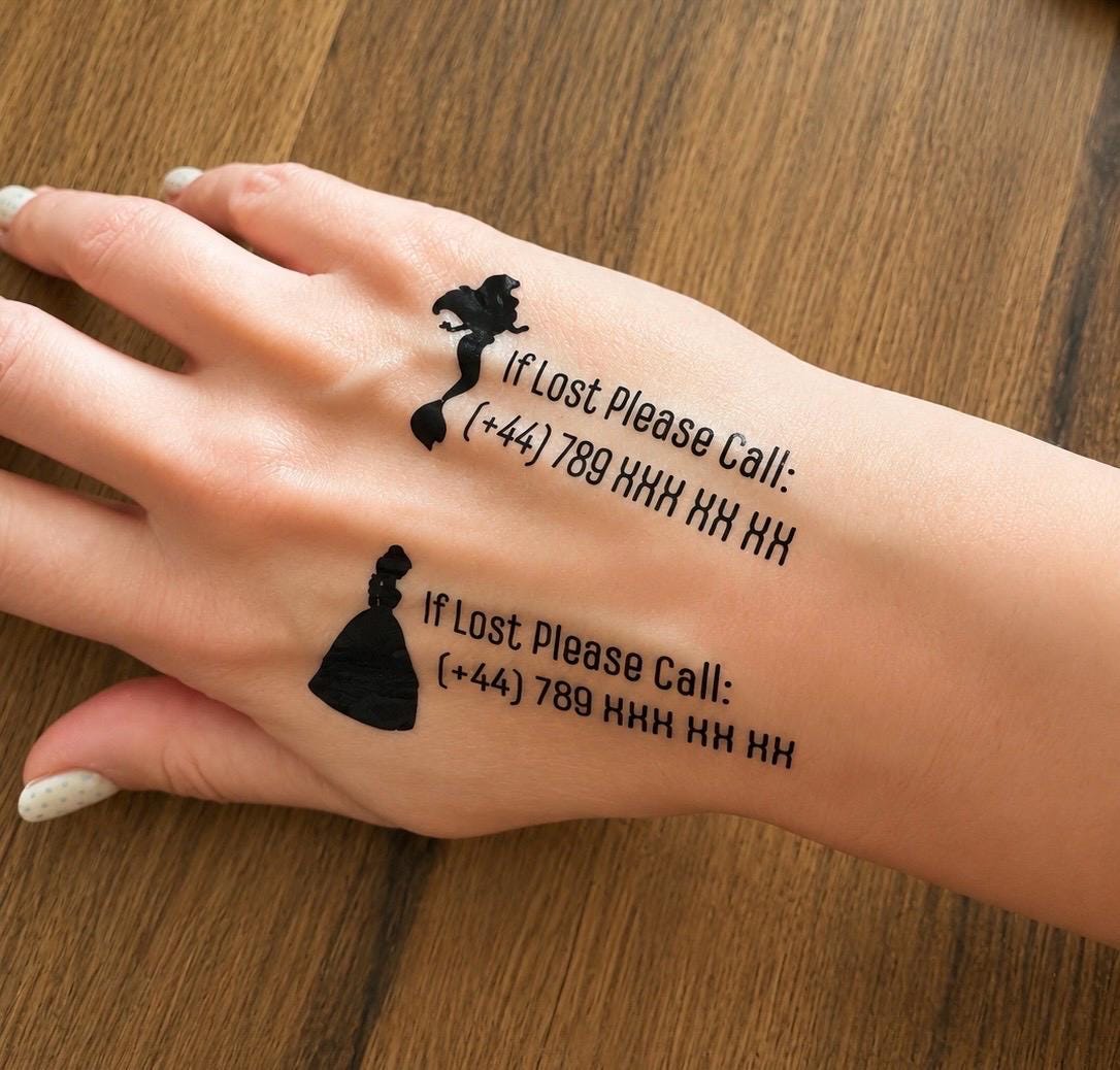 Personalised Child Safety Temporary Tattoos: Emergency Contact ID