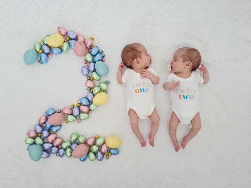 Twin One Twin Two Baby Vest Set: Pastel Rainbow Cotton Onesies