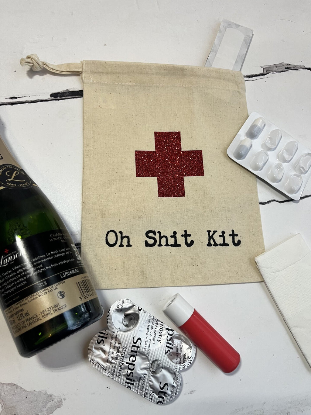 Personalised Oh Sh*t Kit Bag: Cotton Wedding Recovery Favour