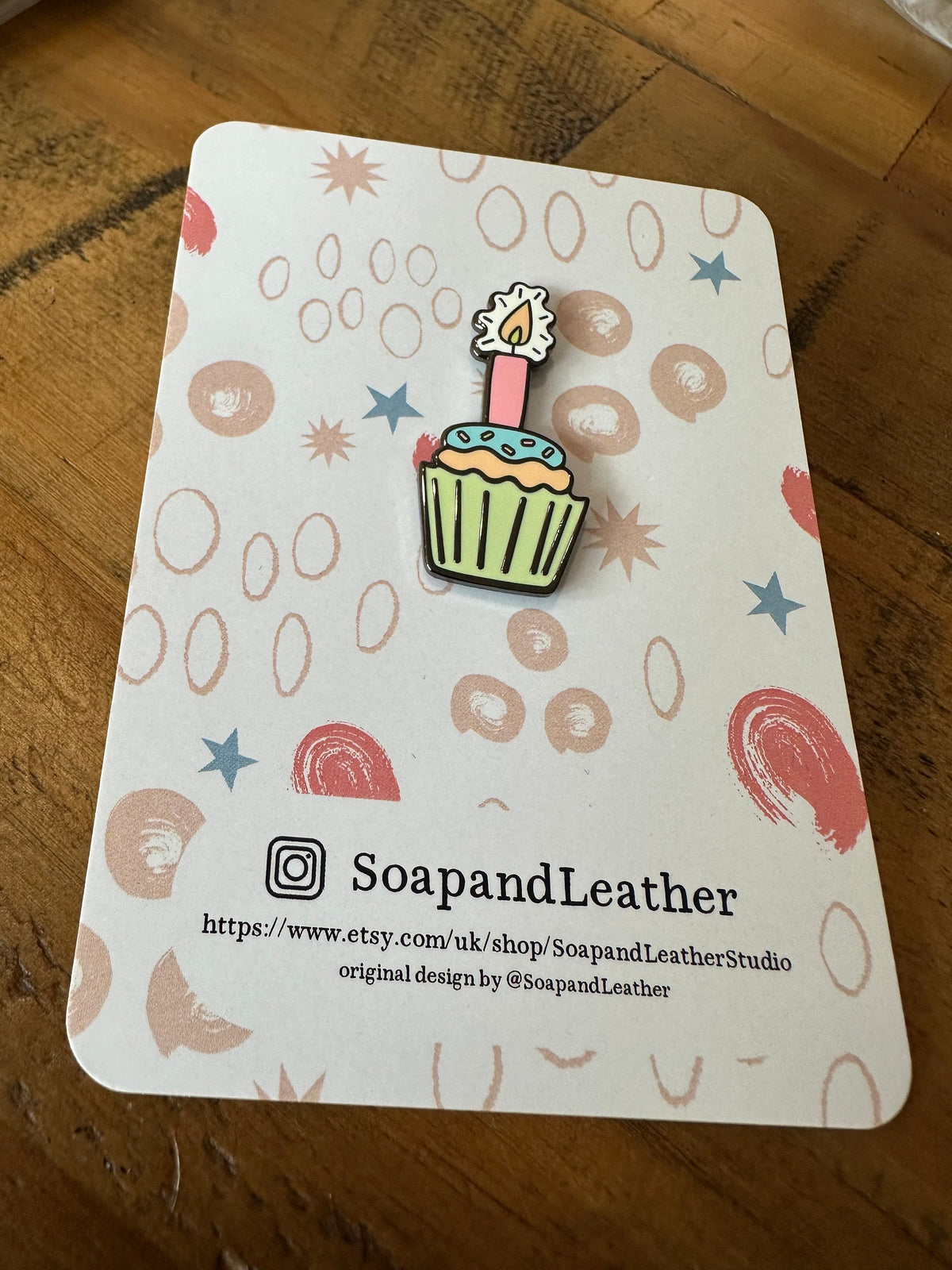Cupcake Candle Enamel Pin: Birthday Card Gift