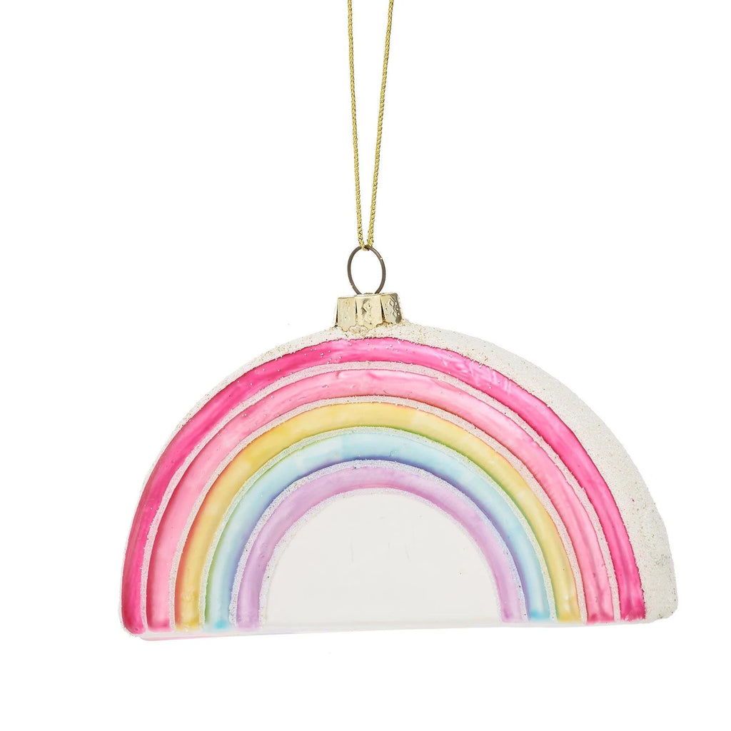 Pastel Rainbow Glass Christmas Bauble • Glitter Holiday Ornament