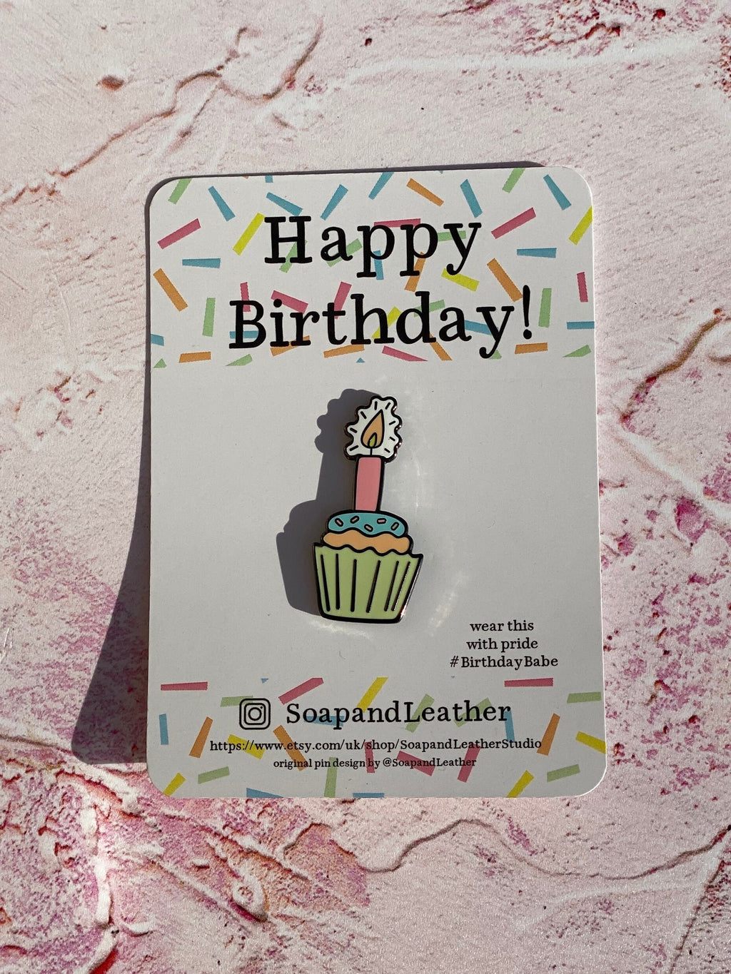 Cupcake Candle Enamel Pin: Birthday Card Gift