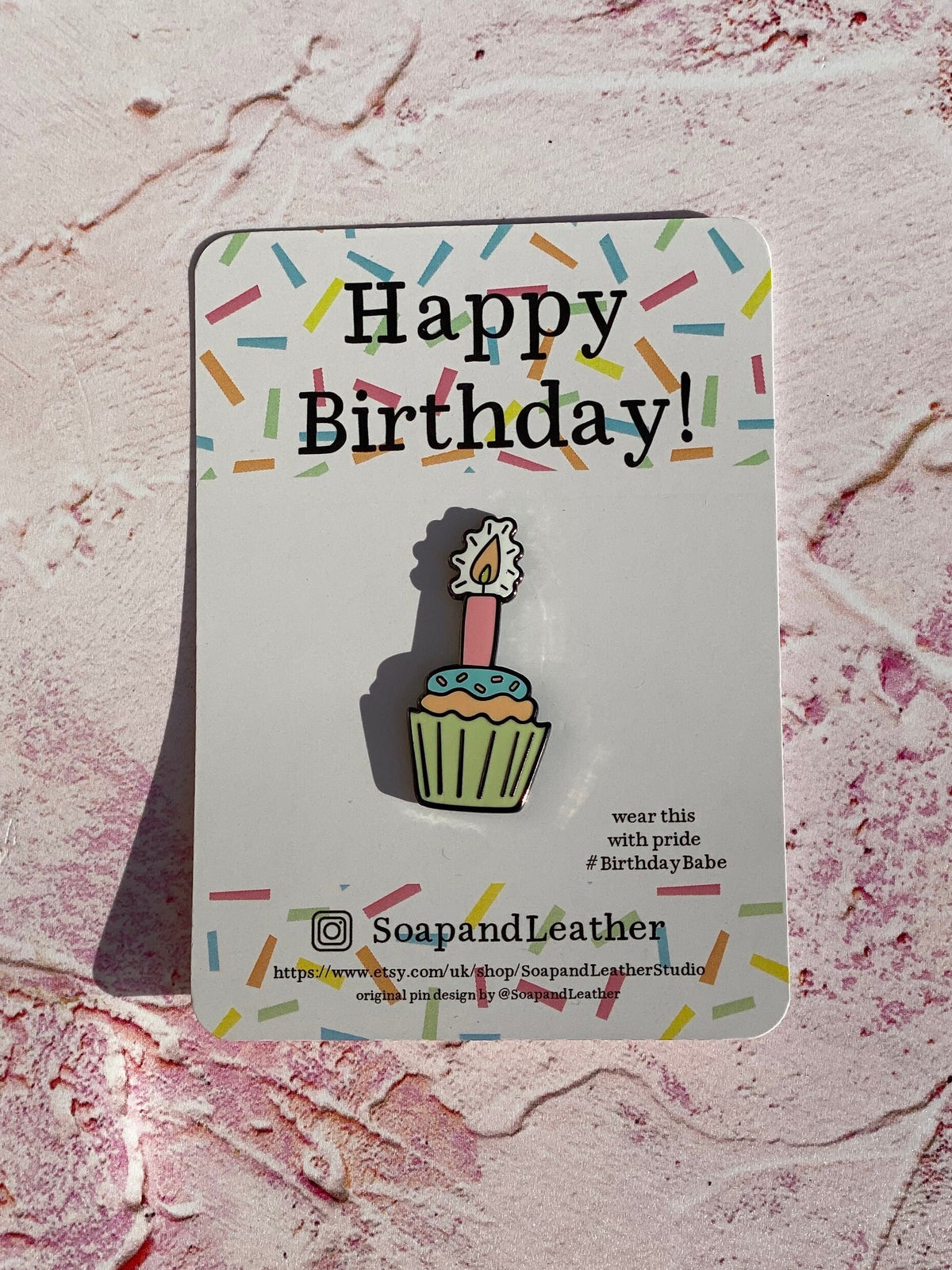 Cupcake Candle Enamel Pin: Birthday Card Gift