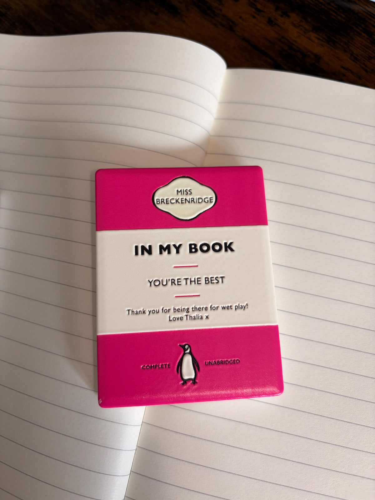 Personalised Teacher Book Magnet | Penguin Inspired Thank You Gift | Custom 3D Effect Fridge Magnet