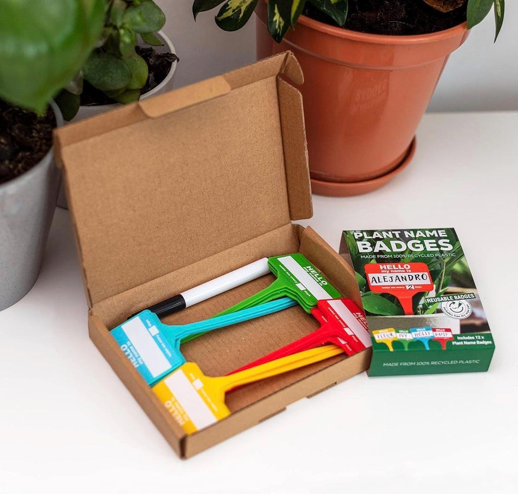 Recycled Plastic Plant Markers Set | Reusable Garden Labels with Pen