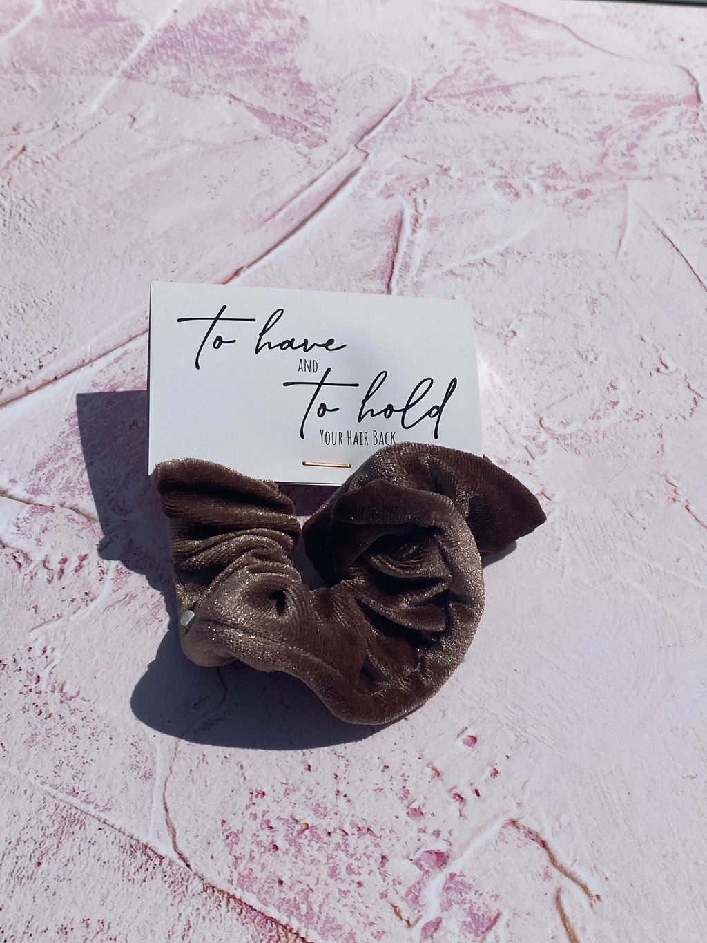 Velvet Scrunchie with Zip Pocket: Bachelorette Bridesmaid Hair Tie