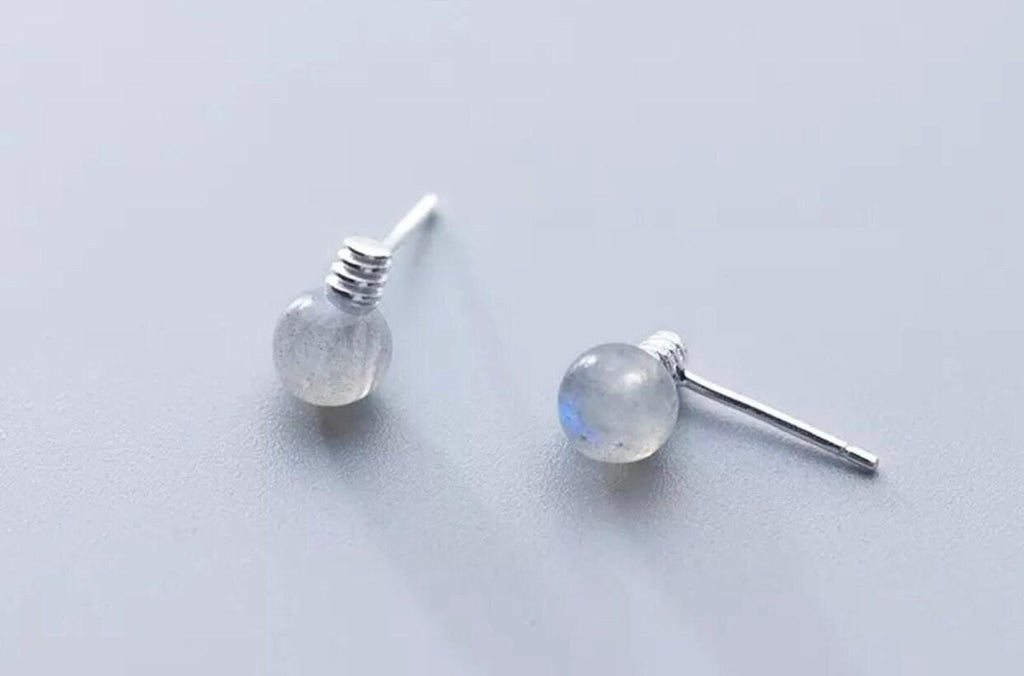 Sterling Silver Crystal Light Bulb Stud Earrings: Novelty Gift