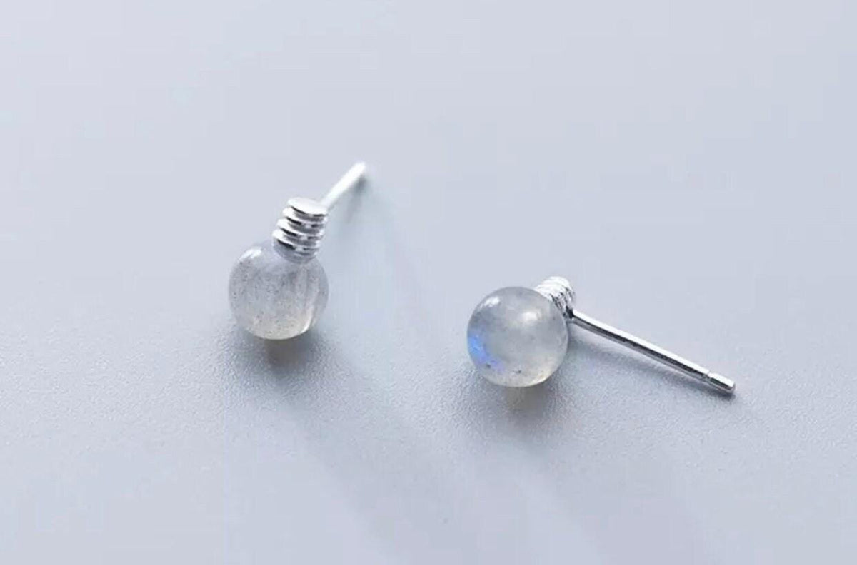 Sterling Silver Crystal Light Bulb Stud Earrings: Novelty Gift