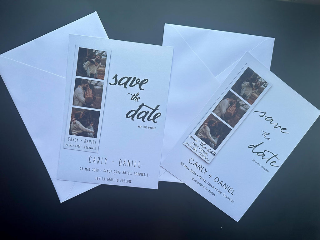 Photo Booth Save the Date Magnet | Personalised Wedding Photo Strip