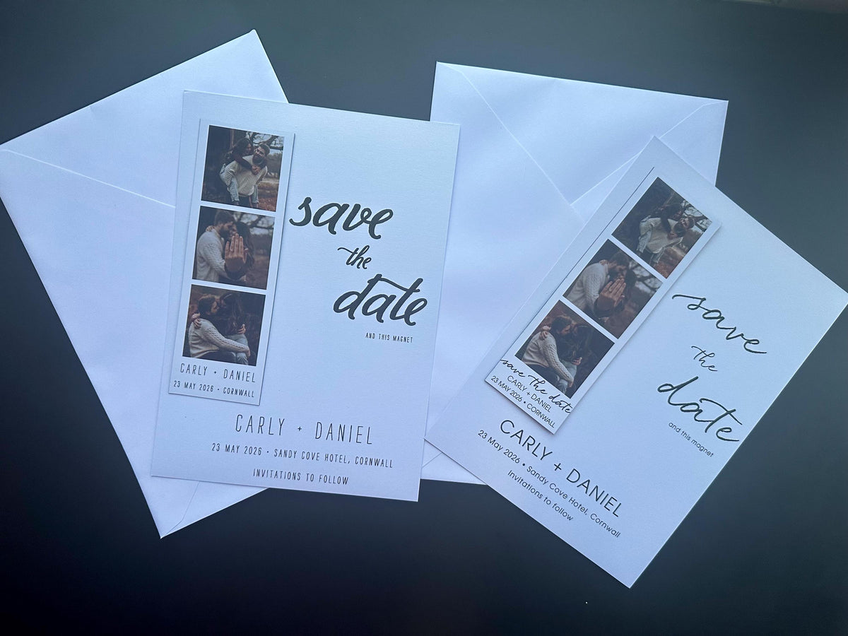 Photo Booth Save the Date Magnet | Personalised Wedding Photo Strip